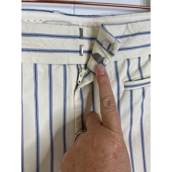 Anthropologie Essential Slim Cropped Pants in Blue Stripe Size 14 - Picture 6 of 10